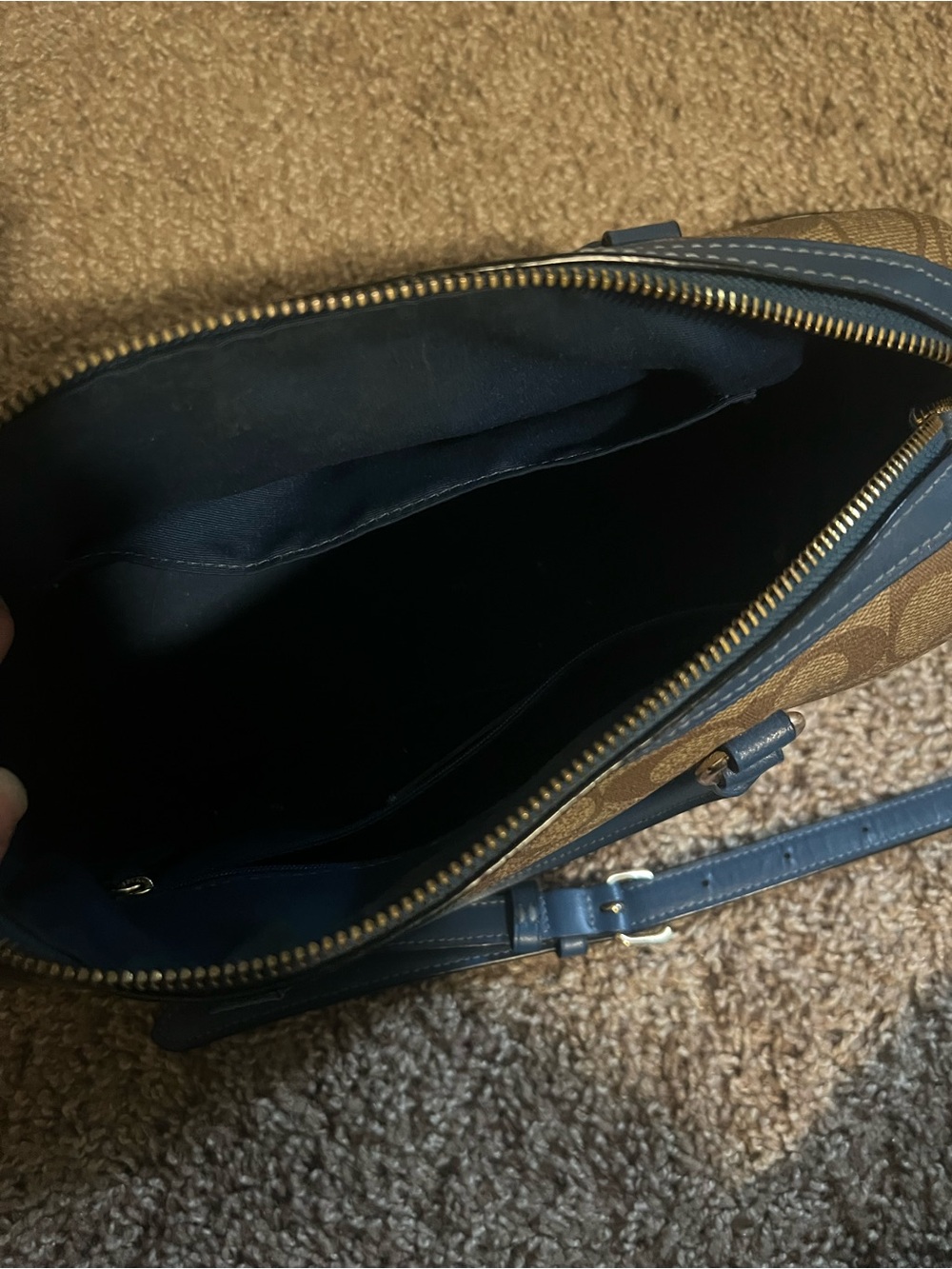Coach Brown and Blue Signature Crossbody Bag